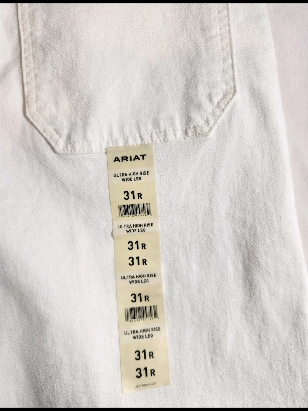 Ariat Wide Leg Jeans Women's Size 31 R White Ultra High Rise Stretch Crop NWT 54 - Picture 12 of 15